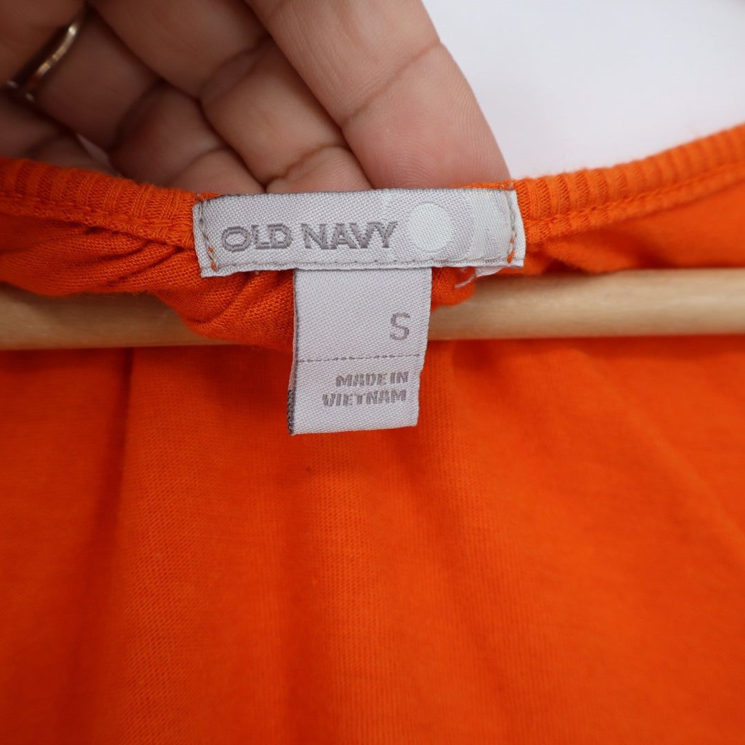 Old Navy Womens Scoop Neck Keyhole Short Sleeve Banded Hem T-Shirt Orange Small