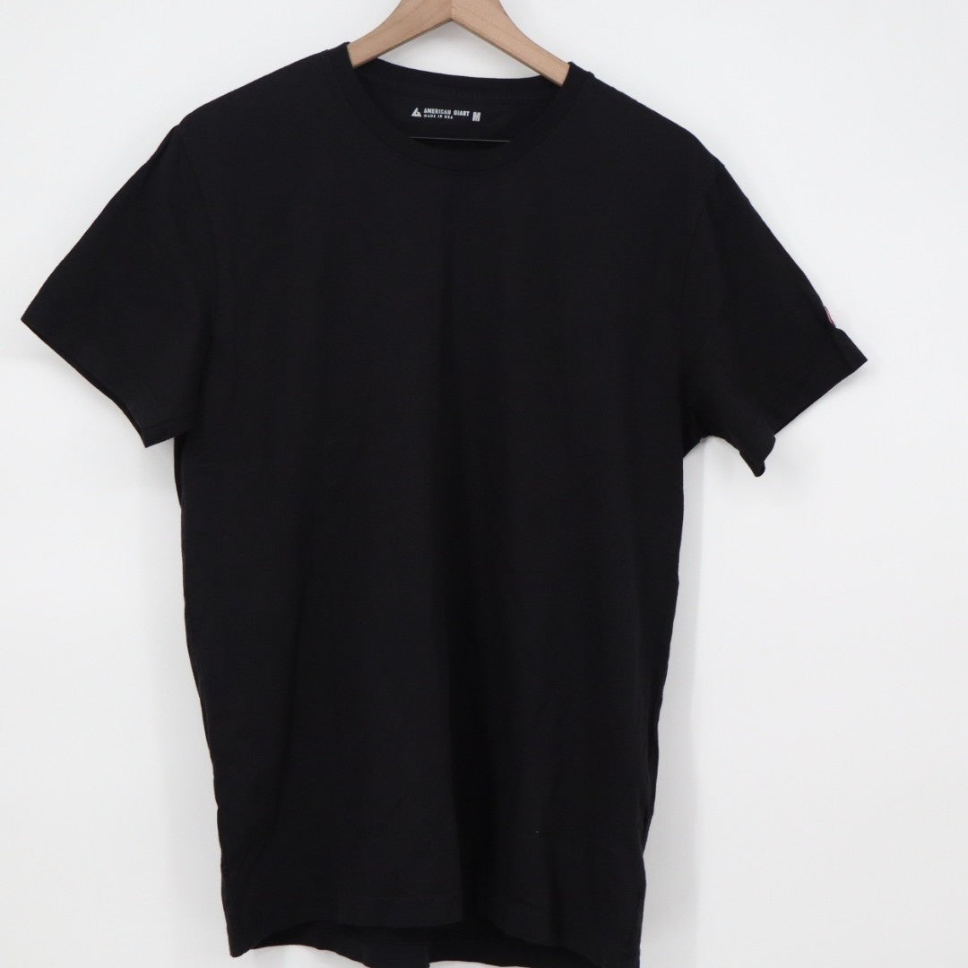 American Giant Crew Tee Shirt Mens Medium Black Logo Cotton Casual Streetwear