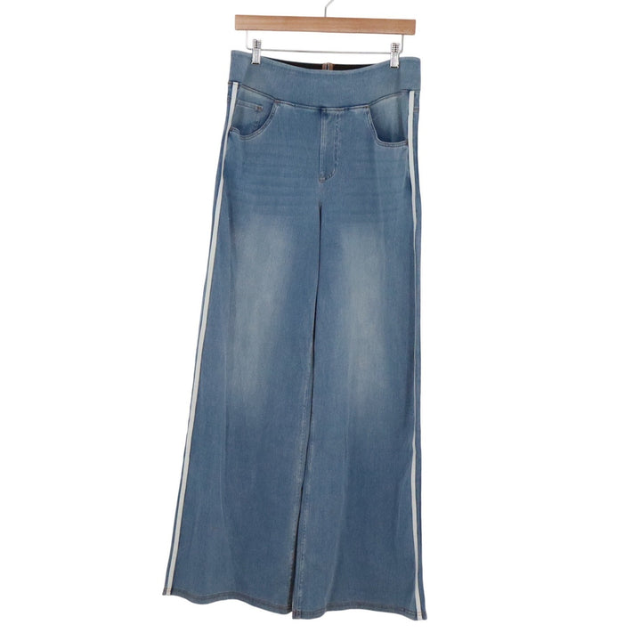 Halara Womens Wide Leg Side Stripe Denim Pants Light Wash Blue Large