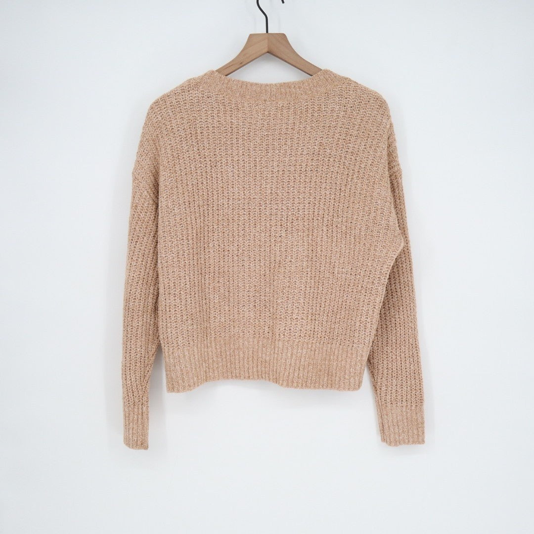 Charter Club Intimates Sweater Womens Large Brown Open Knit V-Neck Long Sleeve