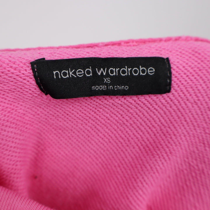 Naked Wardrobe Pink Cropped Hoodie Sweatshirt XS Bubblegum Cotton Blend