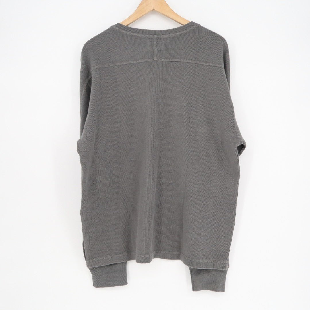 American Giant Henley Shirt Mens Large Gray Cotton Everyday Wear Drop Shoulder