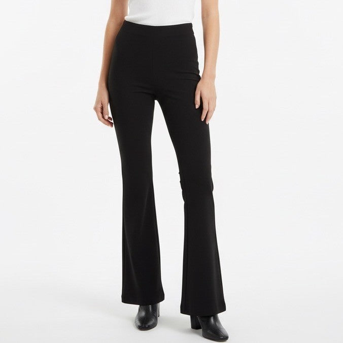 Zara Dress Pants Womens 8 Black Cotton Stretch Slash Pockets Flared Leg Business
