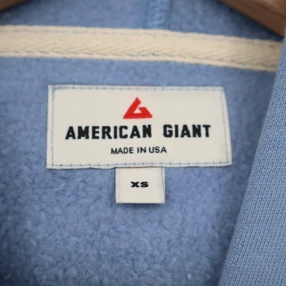 American Giant Midweight Hoodie Womens XS Blue Fleece Cotton Kangaroo Pocket