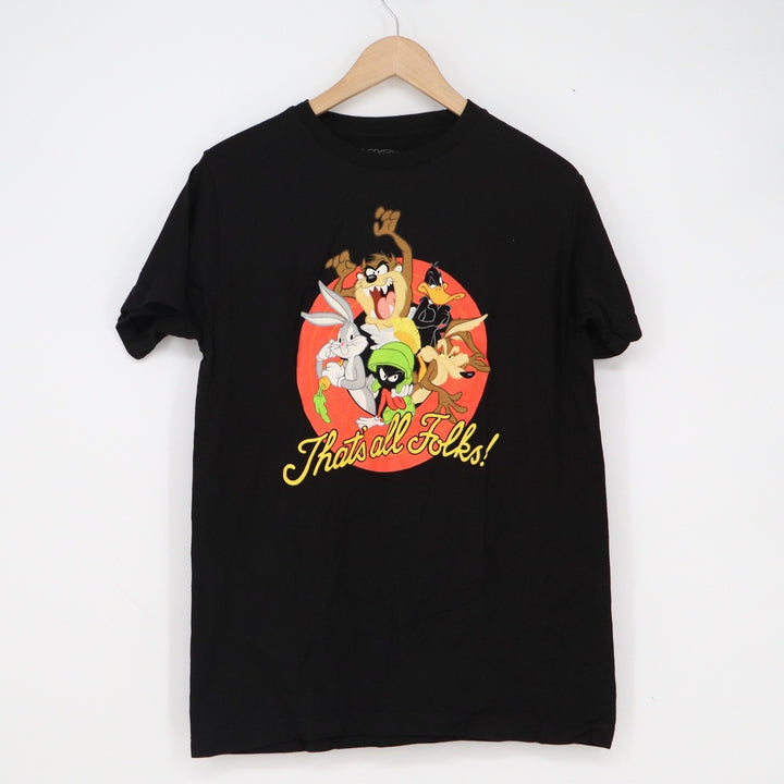 Looney Tunes Thats All Folks Graphic T-Shirt Black Mens Size M Bugs Bunny Taz