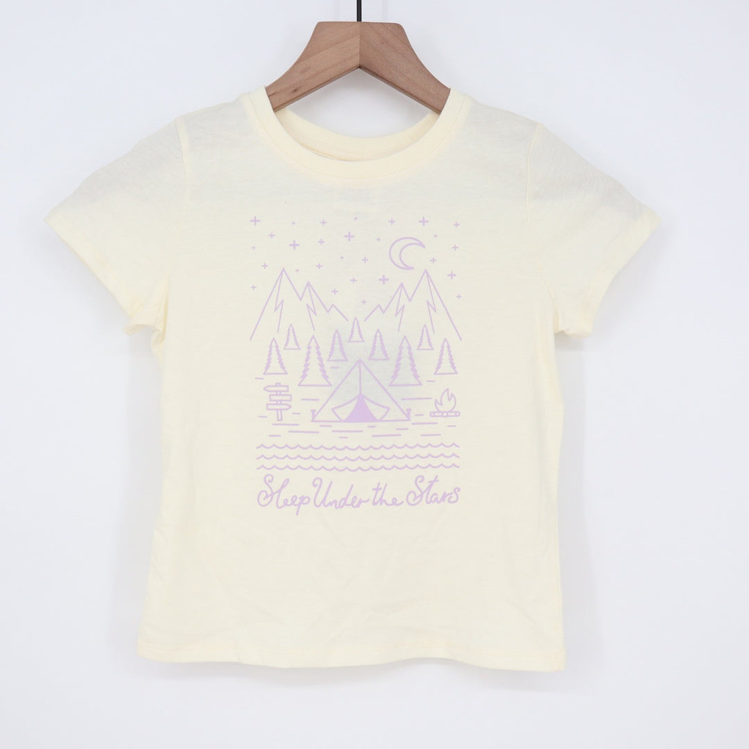 Avalanche Girls Cream Sleep Under the Stars Camping Graphic Tee S 7/8