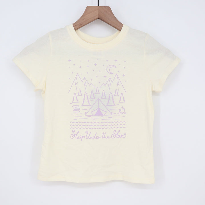 Avalanche Girls Cream Sleep Under the Stars Camping Graphic Tee S 7/8