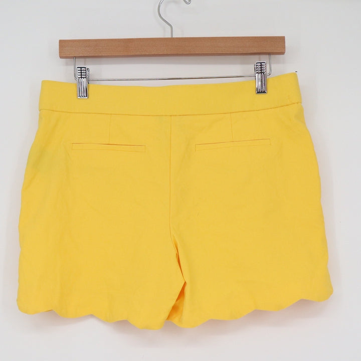 Jules & Leopold Yellow Scalloped Hem Shorts Womens Medium Stretch Mid
