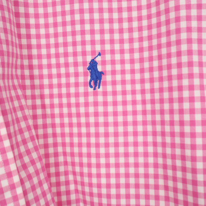 Ralph Lauren Shirt Mens XL Classic Fit Pink Gingham Short Sleeve Button-Down EX