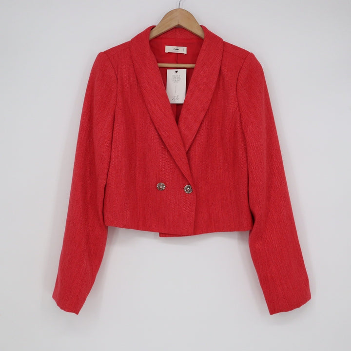 Stile by Per Lei Red Double Breasted Cropped Blazer NWT Large