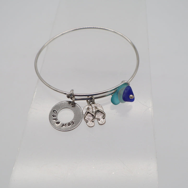 Alex and Ani Jersey Cape Seaglass Bracelet Lot 4pc Nautical Beach Charms Silver