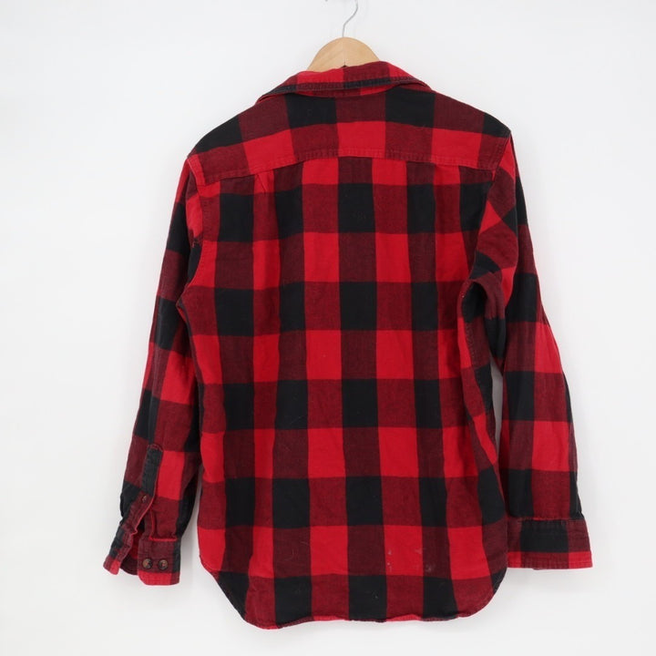 Blue Mountain Flannel Shirt Mens Red Check Long Sleeve Spread Collar Button Up