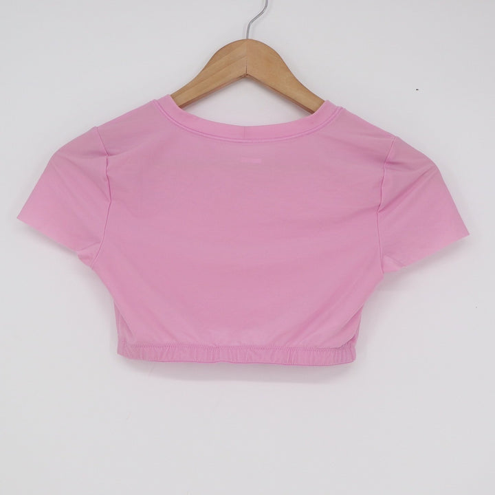 Aerie Smoothez Pink Short Sleeve Crop Top Small Activewear Crew Neck
