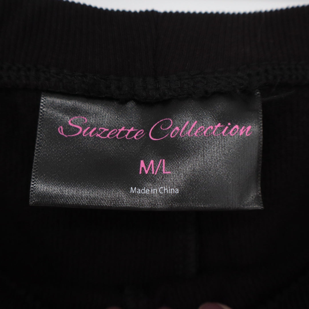 Suzette Collection Womens Black Ribbed Flare Bell Bottom Pants Size M/L