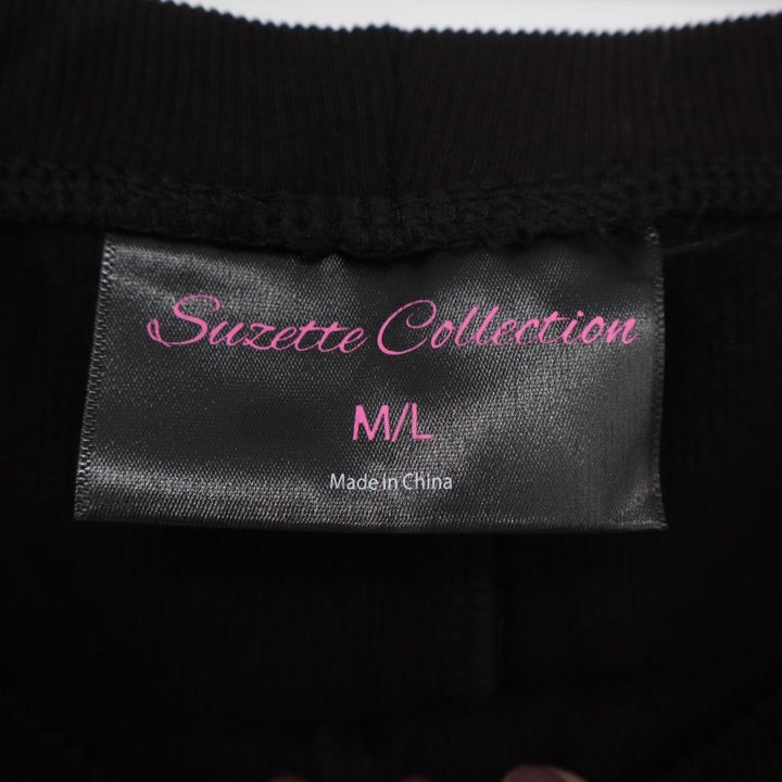 Suzette Collection Womens Black Ribbed Flare Bell Bottom Pants Size M/L