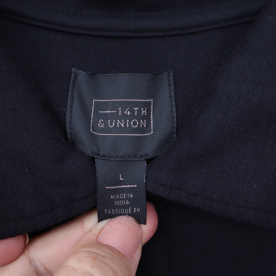 14th & Union Mens Large Black Long Sleeve Cotton Polo Shirt