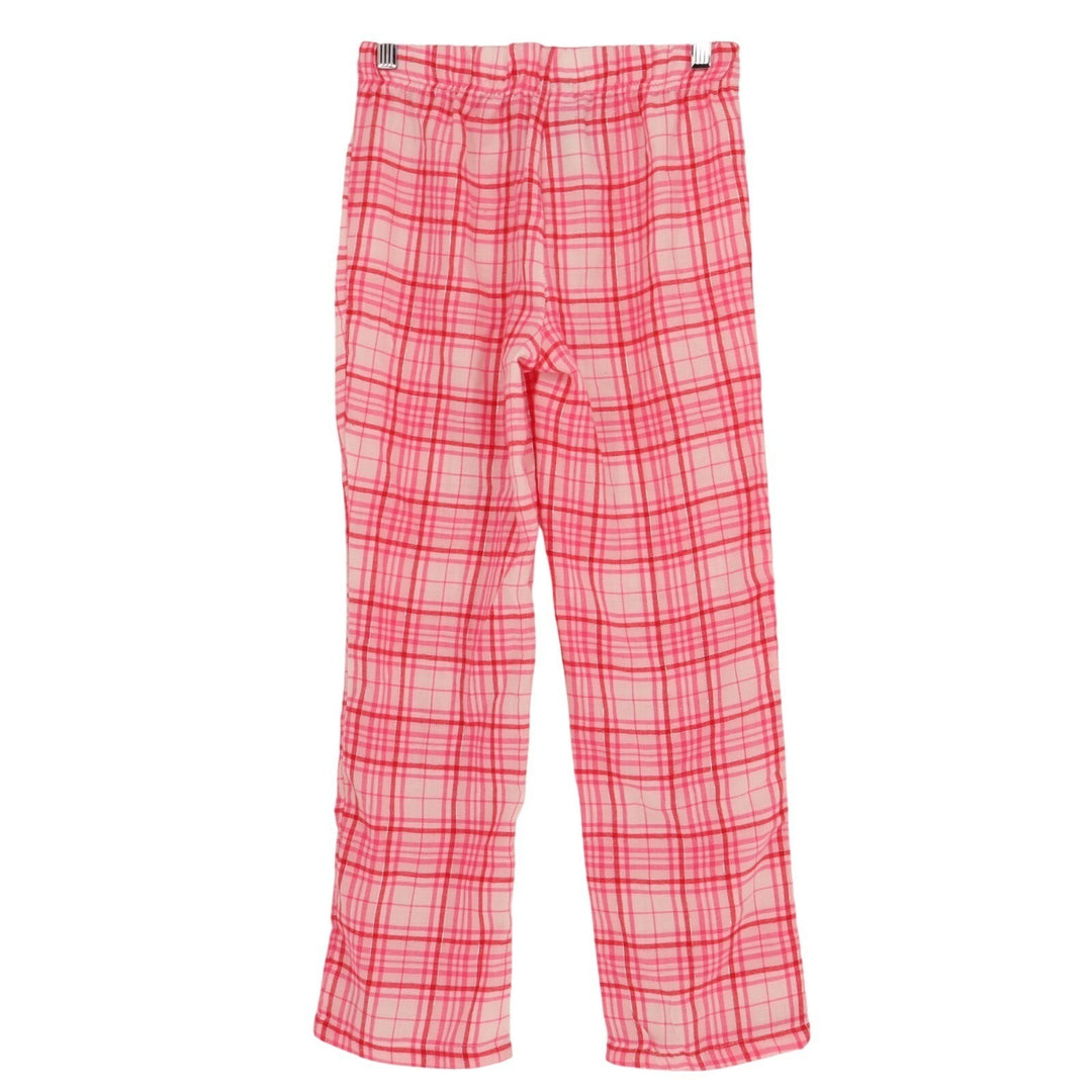 Max & Olivia Pajama Pants Girls Large 10/12 Pink White Plaid Bow Waist Sleepwear