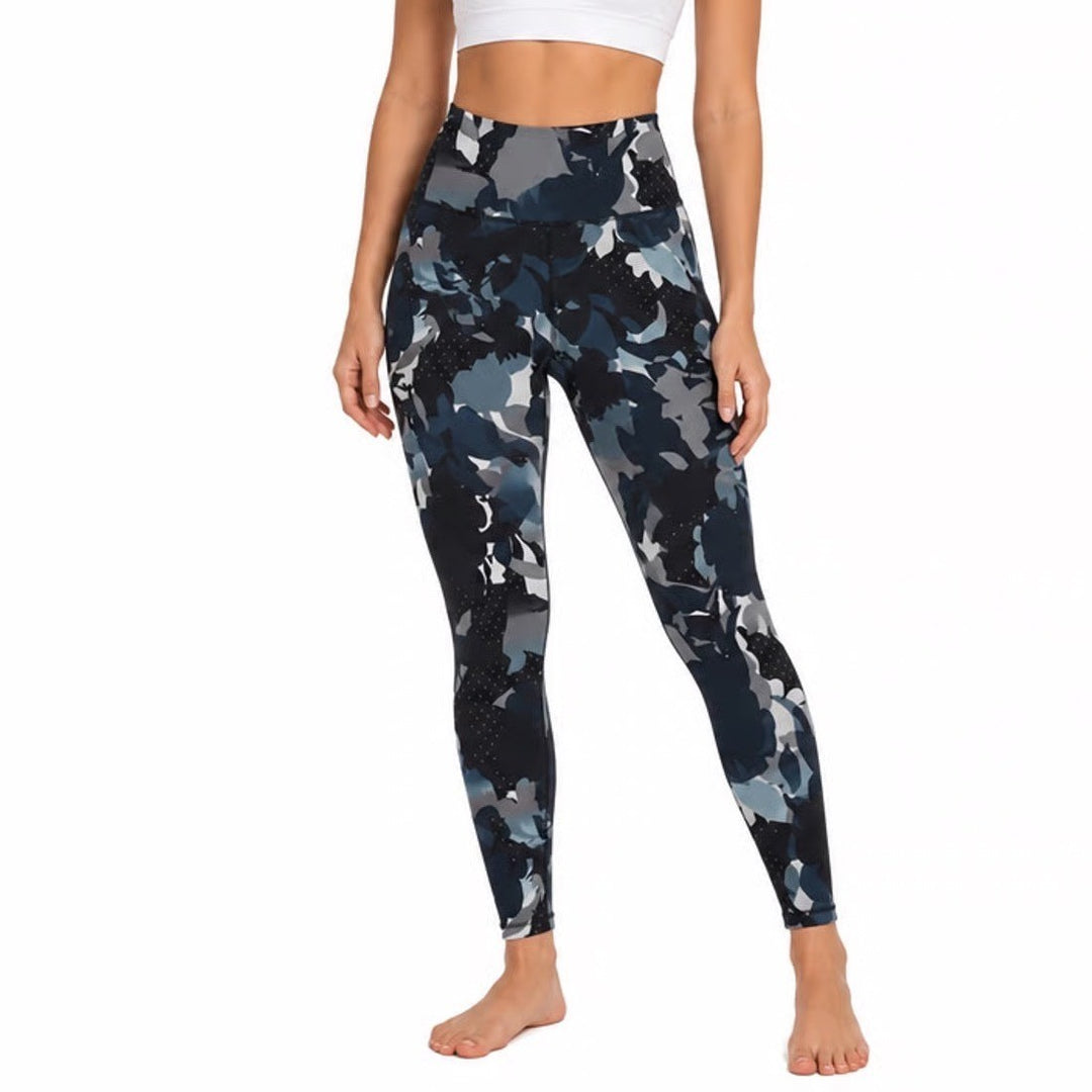 Old Navy Active Elevate Go-Dry Leggings XL Blue Abstract Floral Polka Dot SSA093