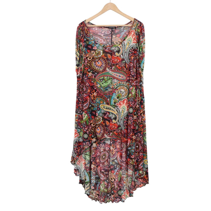 Cha Cha Vente Womens 1X Paisley Mesh High Low Tunic Top Multicolor