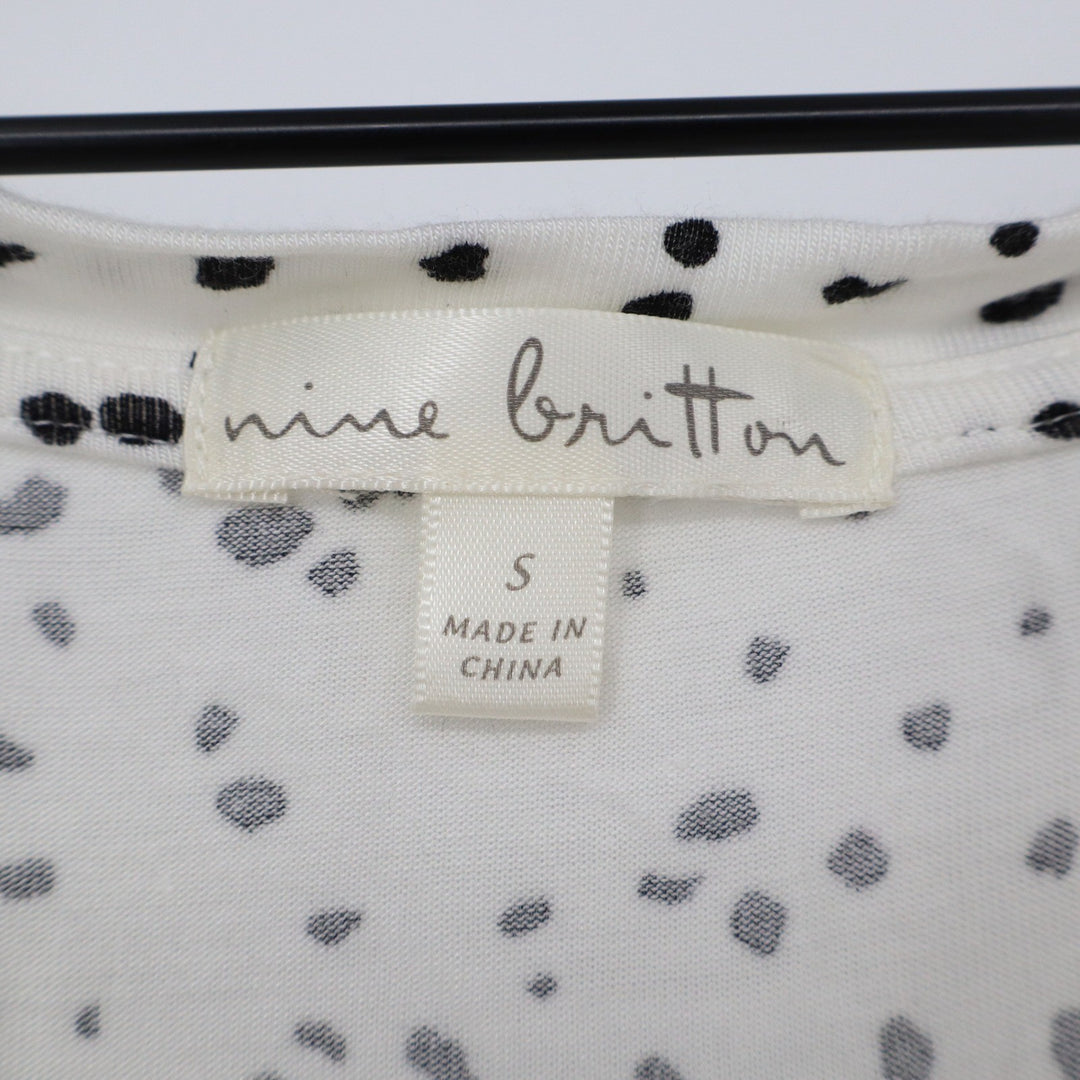 Nine Britton Top Women's S White Speckled Front Knot Excellent