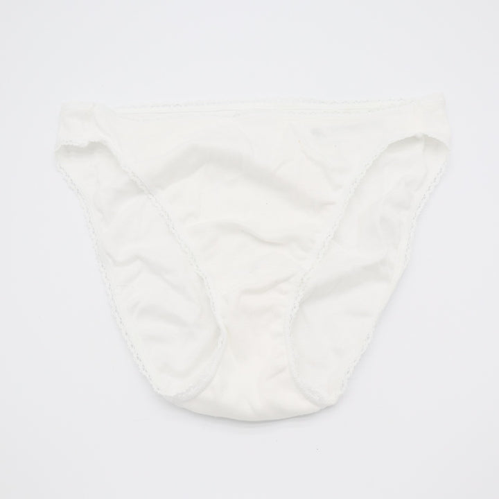 Charter Club Intimates Panties Womens Large White Cotton Lace Trim High Cut