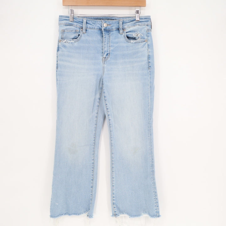 American Eagle Outfitters Jeans Womens 8 Blue Denim Next Level Stretch Raw Hem
