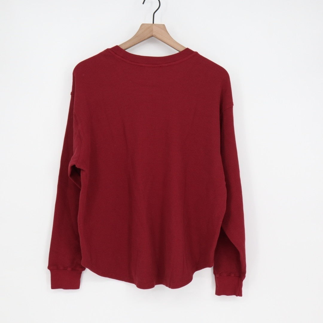 American Giant Thermal T-Shirt Womens XL Maroon Long Sleeve Crew Neck Round Hem