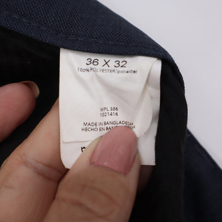 Haggar H26 Mens Dress Pants 36x32 Navy Blue Flat Front Straight Leg Trousers