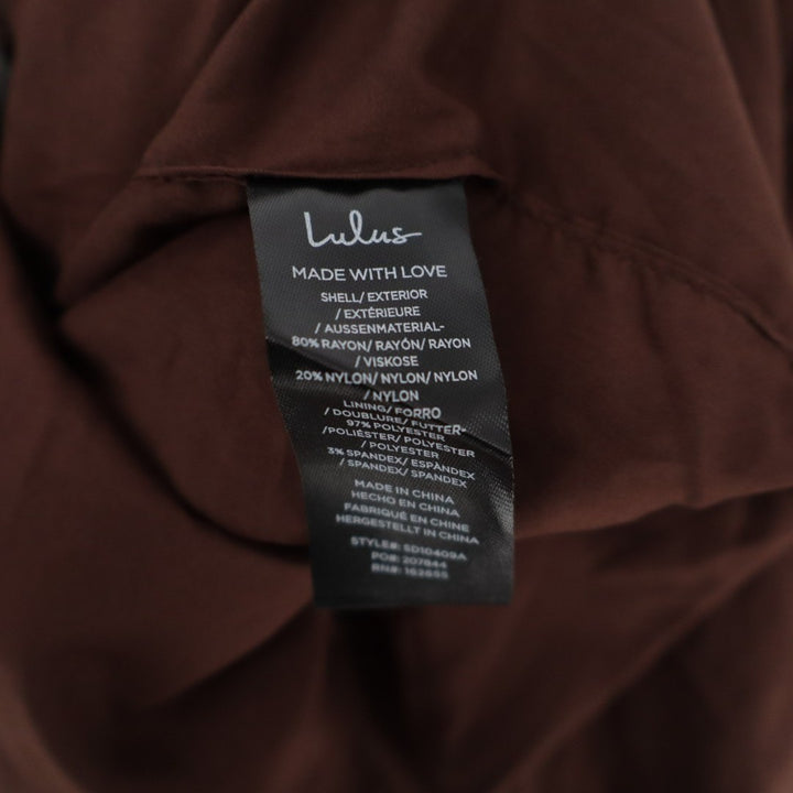 Lulus Sheath Dress Women's Large Brown Cutout Zip Back Slit Spaghetti Strap
