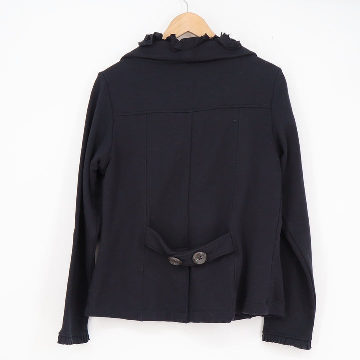 Nick & Mo Black Ruffled Shawl Collar Knit Blazer Jacket XL
