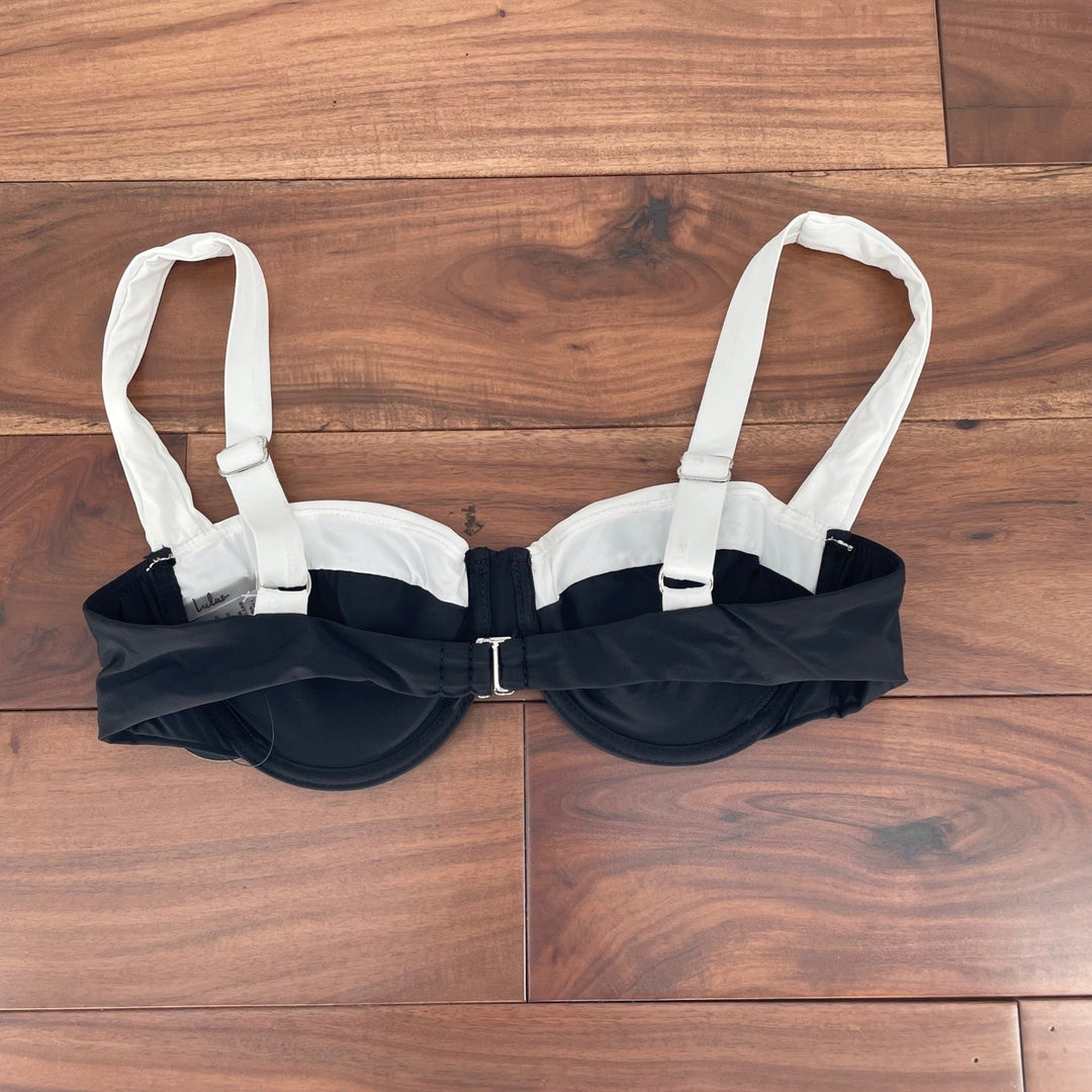 Lulus Oceanfront Energy Black Color Block Underwire Bikini Top Size M