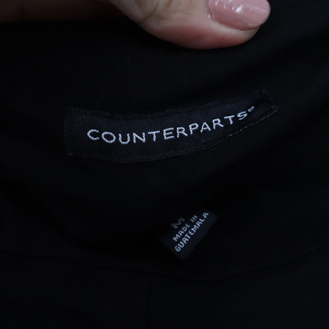 Counterparts Black Pull On Ankle Pants Rhinestone Button Hem Size M