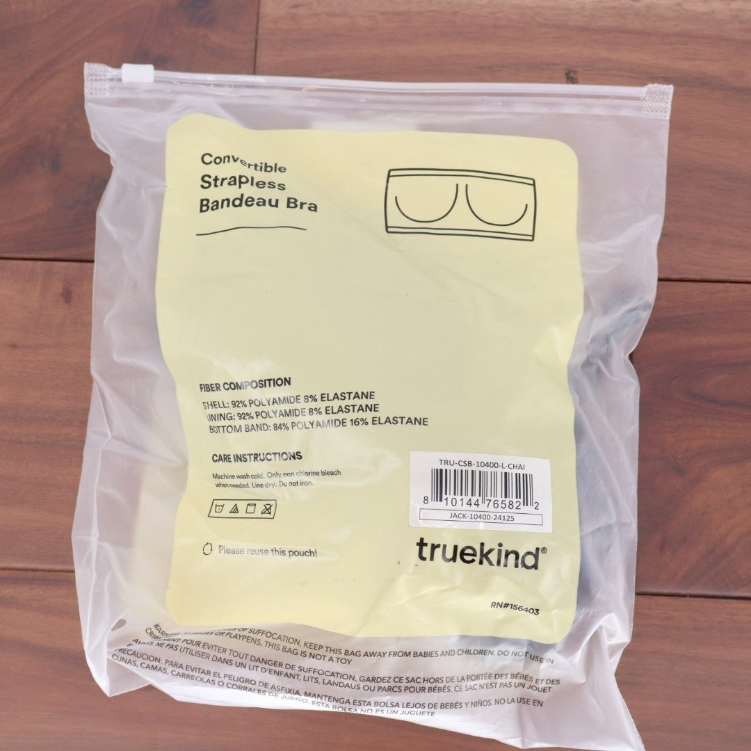 Truekind Convertible Strapless Bandeau Bra Large Chai Built-in Pads Wireless