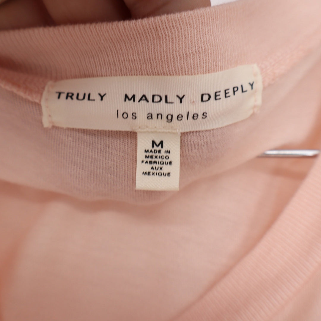 Truly Madly Deeply Peach Cold Shoulder Ruffle Top V-Neck Cotton Modal Size M