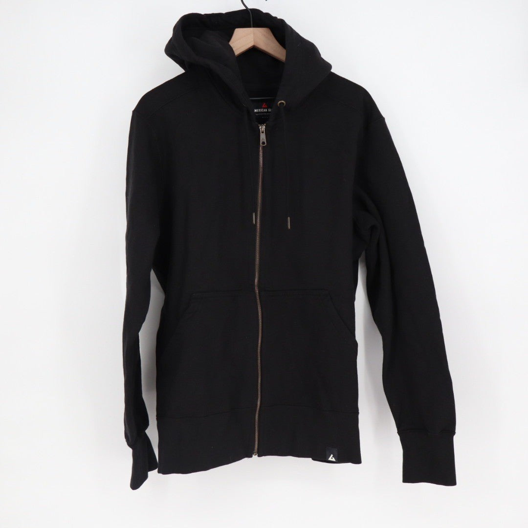 American Giant Mens Black Full Zip Hoodie Fleece Lined Hooded Sweatshirt Size L