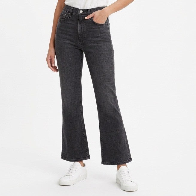 Gap Flare Jeans Womens 28/6 Charcoal Gray Denim Cotton Stretch Pockets High Rise