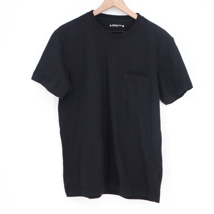 American Giant Mens Black Crew Neck Pocket T Shirt Size M Made in USA Cotton
