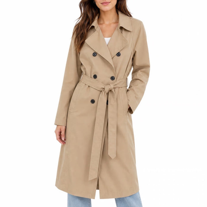 Wild Fable Womens XXL Tan Khaki Double Breasted Belted Trench Coat Jacket Long