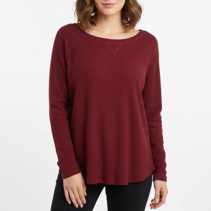 Sweet Romeo Sweater Womens 3X Burgundy Knit Stretch Boat Neck Raglan Sleeve
