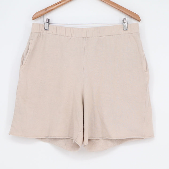Wild Fable Tan Beige Fleece Sweat Shorts XL High Rise Raw Hem Relaxed Fit