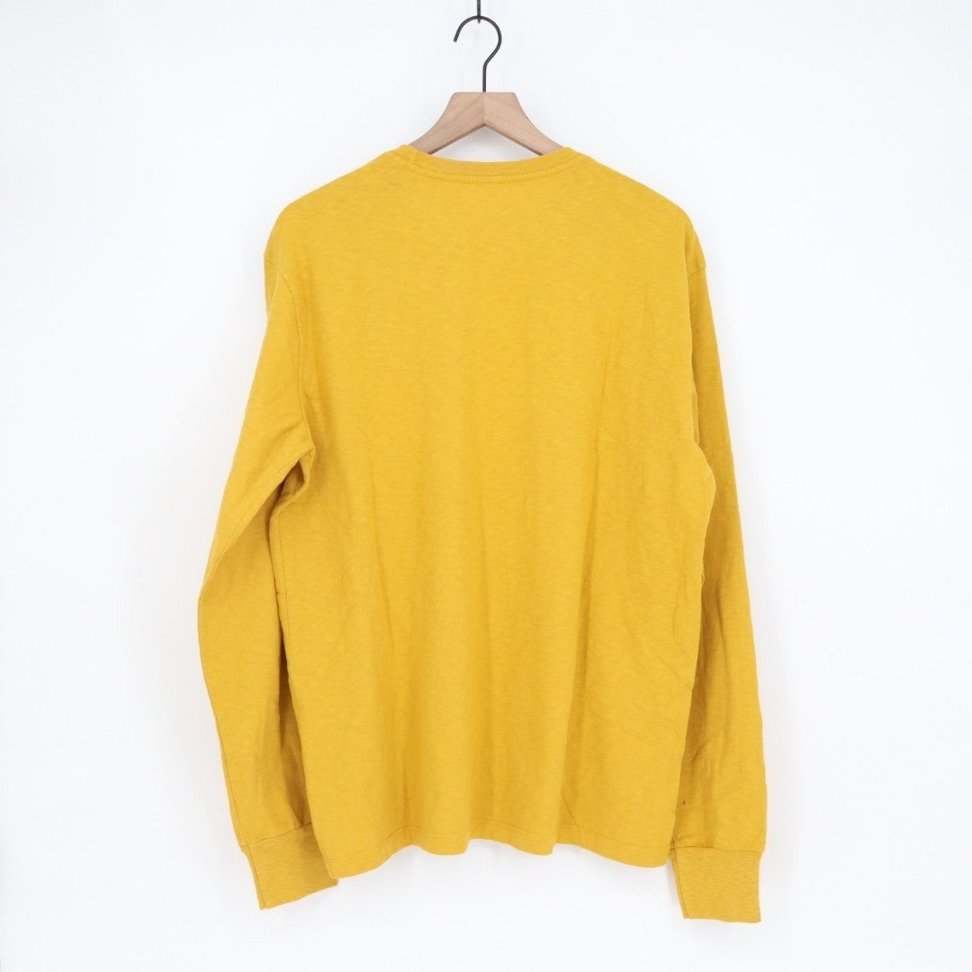 American Giant Premium Slub T-Shirt Mens L Yellow Cotton Long Sleeve Crew Neck