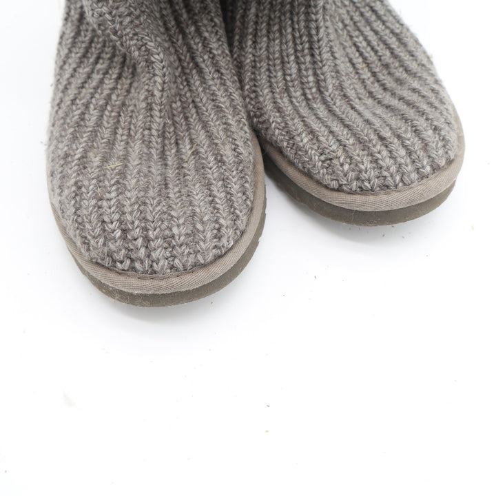 UGG Australia Cardy Grey Knit Button Tall Boots Womens Size 8