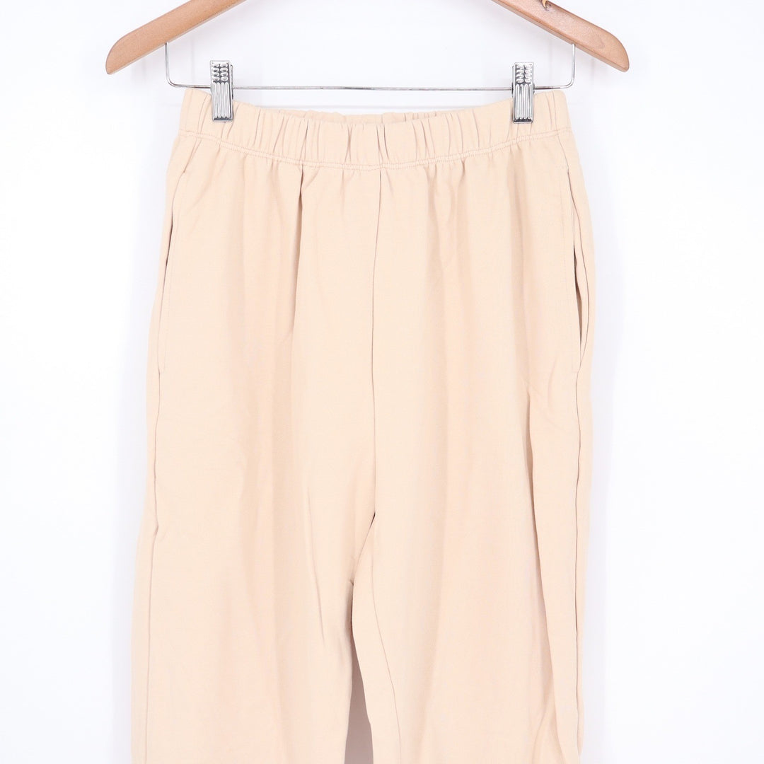 Naked Wardrobe Womens XS Tan Peach Raw Edge Sweatshirt and Joggers 2 Piece Set