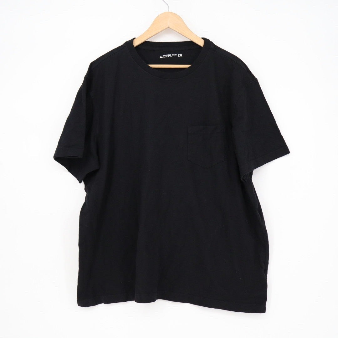 American Giant Mens Pocket T Shirt Black XXL Cotton Made in USA Crew Neck Casual