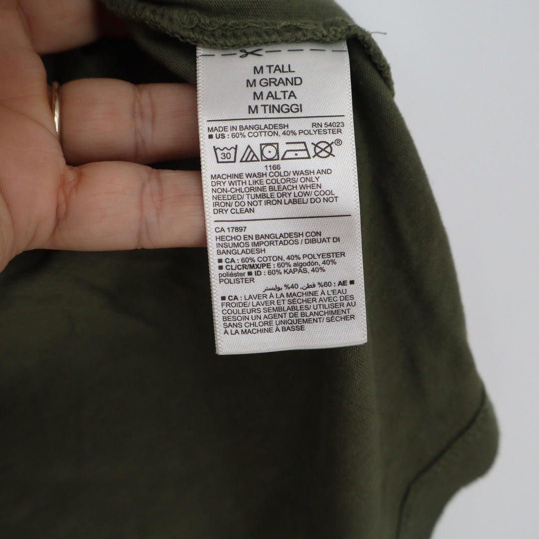 Old Navy Mens Medium Tall Olive Green Soft-Washed Chest Pocket T-Shirt