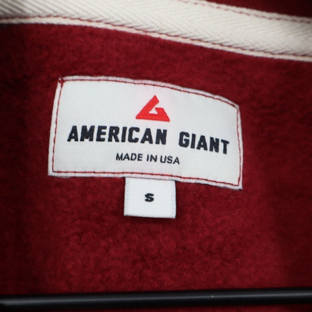 American Giant Midweight Half Zip Sweatshirt Women Small Pomegranate Relaxed Fit