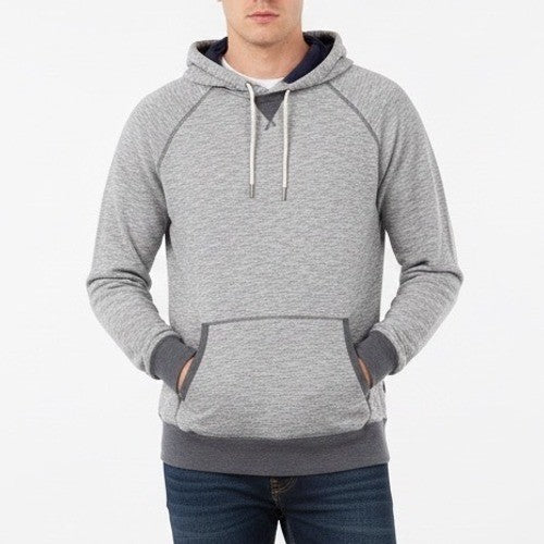 J. Crew Hoodie Men's Large Heather Gray Cotton Raglan Sleeve Kangaroo Pocket