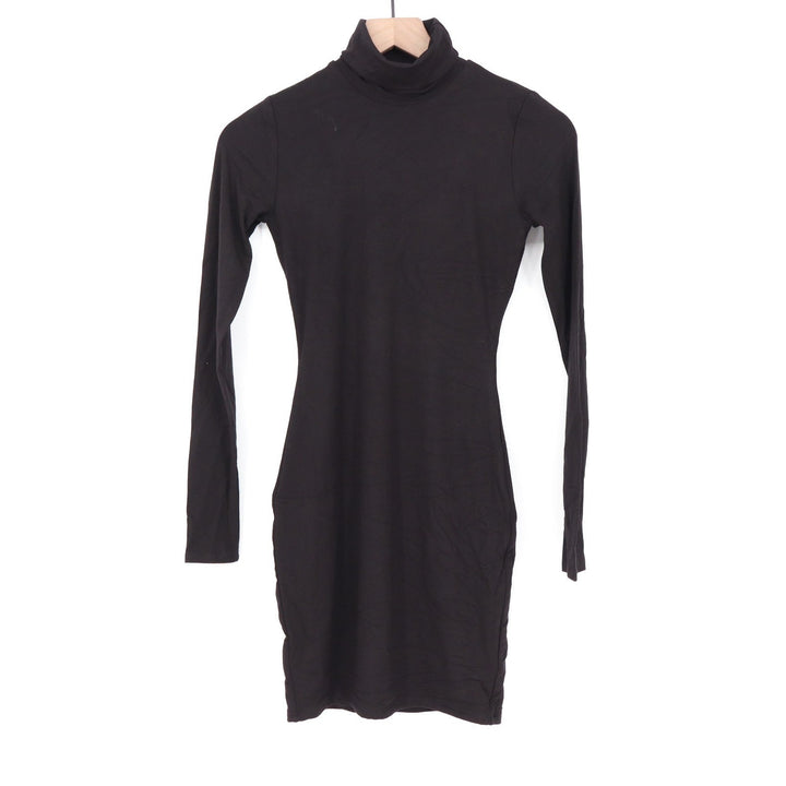 Naked Wardrobe Black Turtleneck Long Sleeve Bodycon Mini Dress S