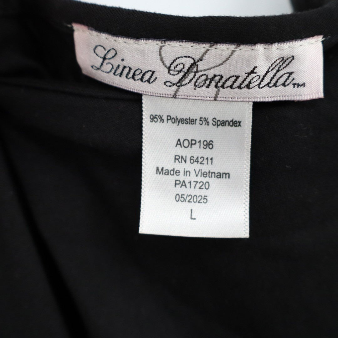 Linea Donatella 3-PC Pajamas Set Womens Large Black Floral Stretch Sleepwear
