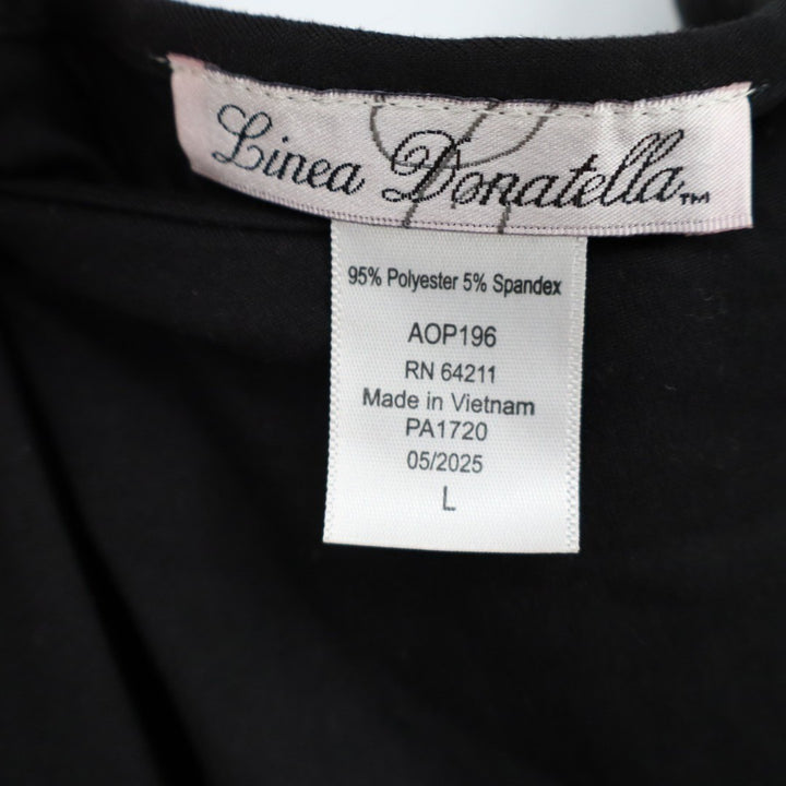 Linea Donatella 3-PC Pajamas Set Womens Large Black Floral Stretch Sleepwear